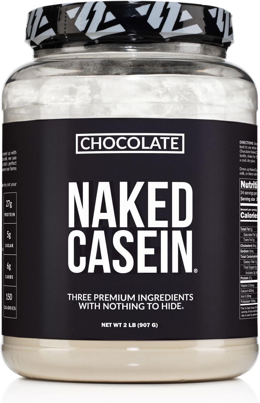 NAKED Casein - 2Lb Micellar Chocolate Casein Protein - Bulk, NSF Certified, GMO-Free, Gluten Free, Soy Free, Preservative Free - Stimulate Muscle Growth - Enhance Recovery - 24 Servings