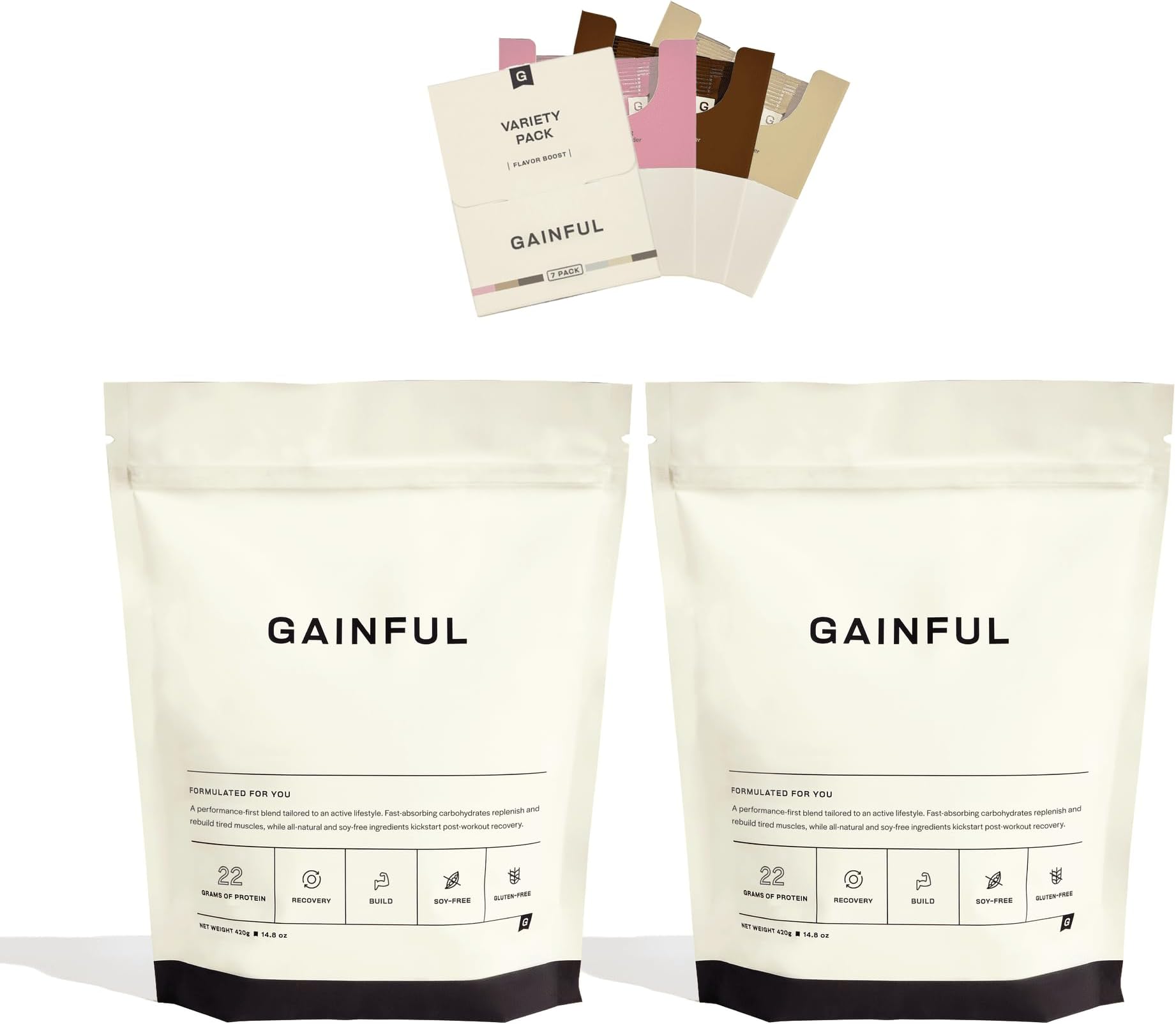 GainfulWhey Protein Powder Build Muscle Bundle, Post Workout Support, Whey Isolate + Concentrate, Low Carb, Unflavored with Chocolate, Vanilla, Strawberry & Variety Pack Flavor Boosts, 28 Servings