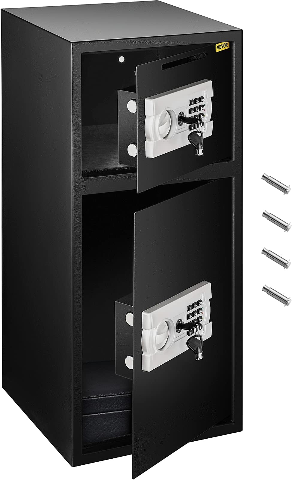FORAVER 33" Security Safe Box Digital Double Door Electronic Steel Strong Iron Larger Keypad Security Box Pin Code Free Keys 2.6 Cubic Feet for Money Gun Jewelry