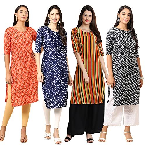 Image of Pinkmint Women's Crepe Digital Print Straight Kurta (RM-348-370-360-366)