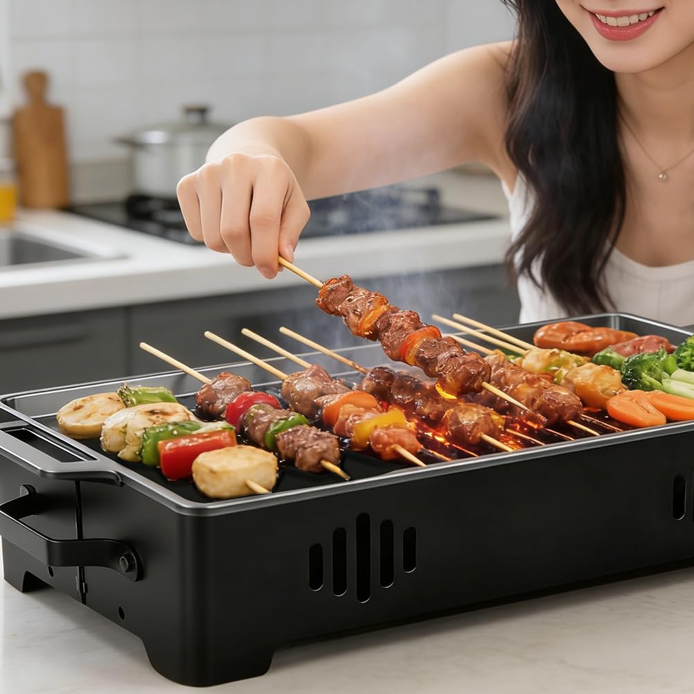 Piastra riscaldante per barbecue, contenitore per alimenti e grigliate, supporto per carne per grigliate, fornelli con design per barbecue, contenitore caldo con candele, 36 x 18 cm