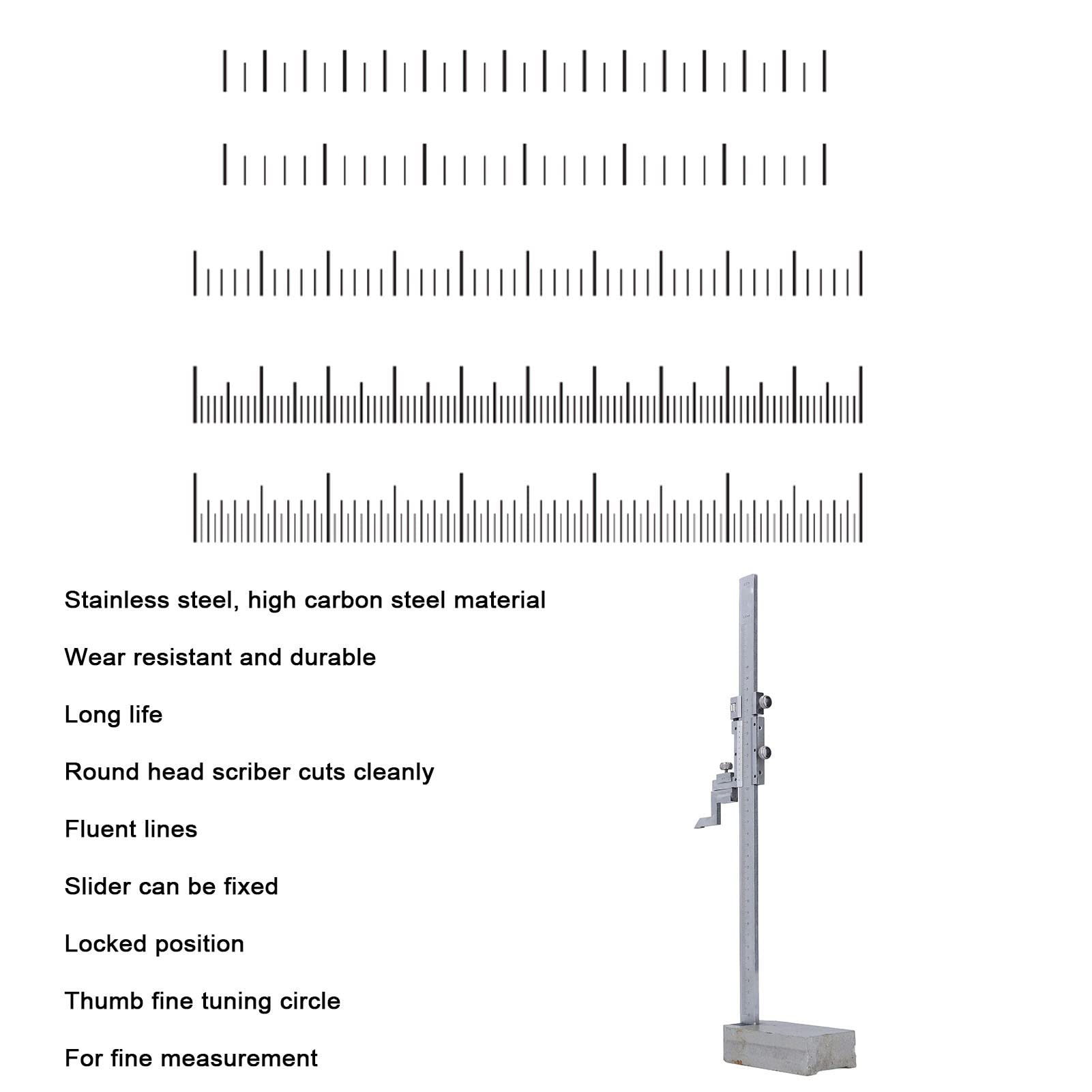 Height Gauge, Height Gauge Stainless Steel High Carbon Steel for Measuring Accuracy 0.02mm Measuring Range 300mm, Height Gauges