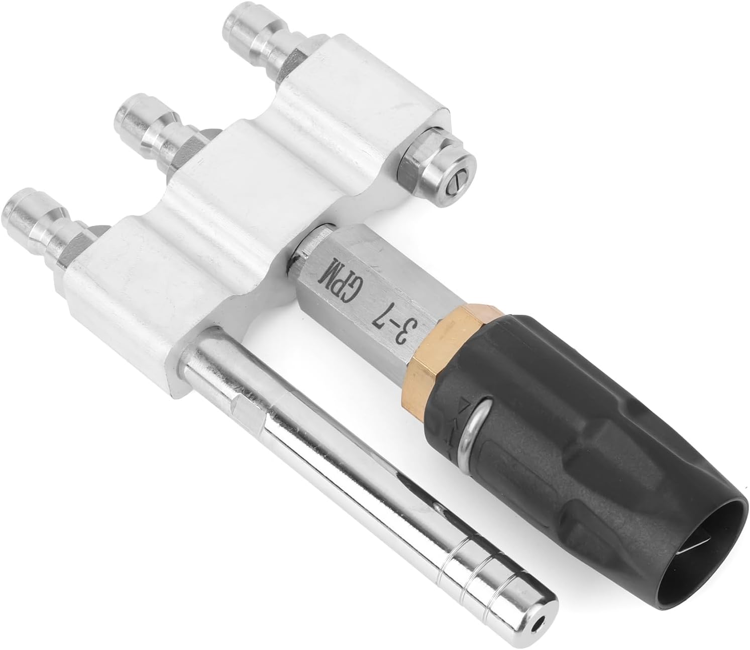 3 in 1 Shooter Tip M5 Twist Nozzle, Stainless Steel Downstream Soft Wash Nozzle with 1/4'' Quick Connect 3-7 GPM Adjustable X Jet Spray Pressure Washer Nozzles for Washing Garden Vehicle Roof