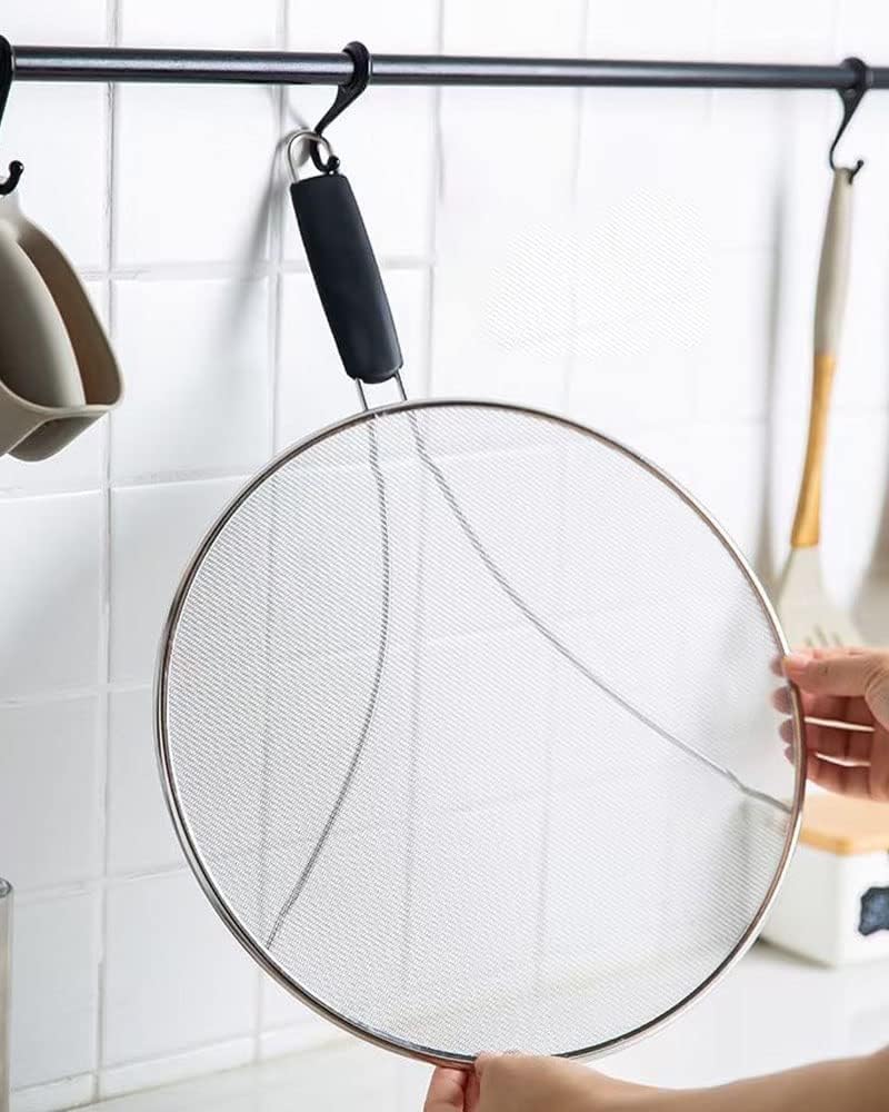 Protector contra salpicaduras de acero inoxidable de 33 cm, tapa de hierro duradera para limpieza de cocina, evita salpicaduras de grasa, accesorio de cocina ideal para chefs caseros
