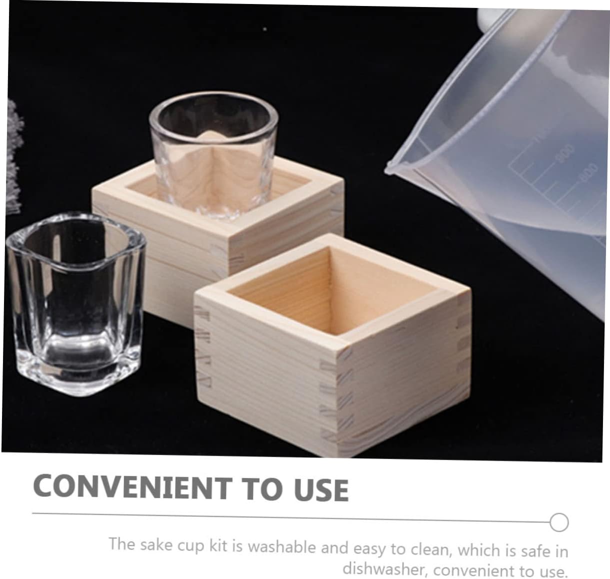 KICHOUSE Traditional Glass Sake Cup Set with Wooden Box, Microwave Safe