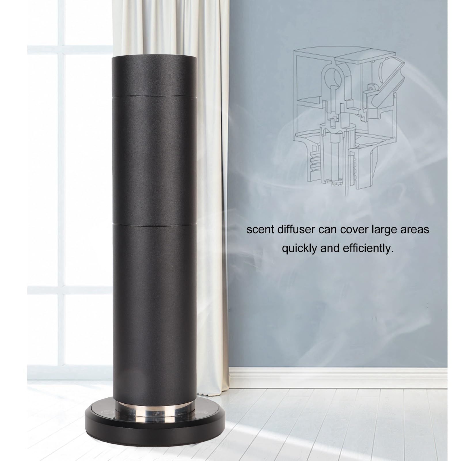 Máquina de Aire aromática Inteligente Bluetooth de 120 ml, difusor de Aceite Esencial con Control táctil, Cobertura de 200 m³, Carcasa arenada de aleación de Aluminio, para (Negra)