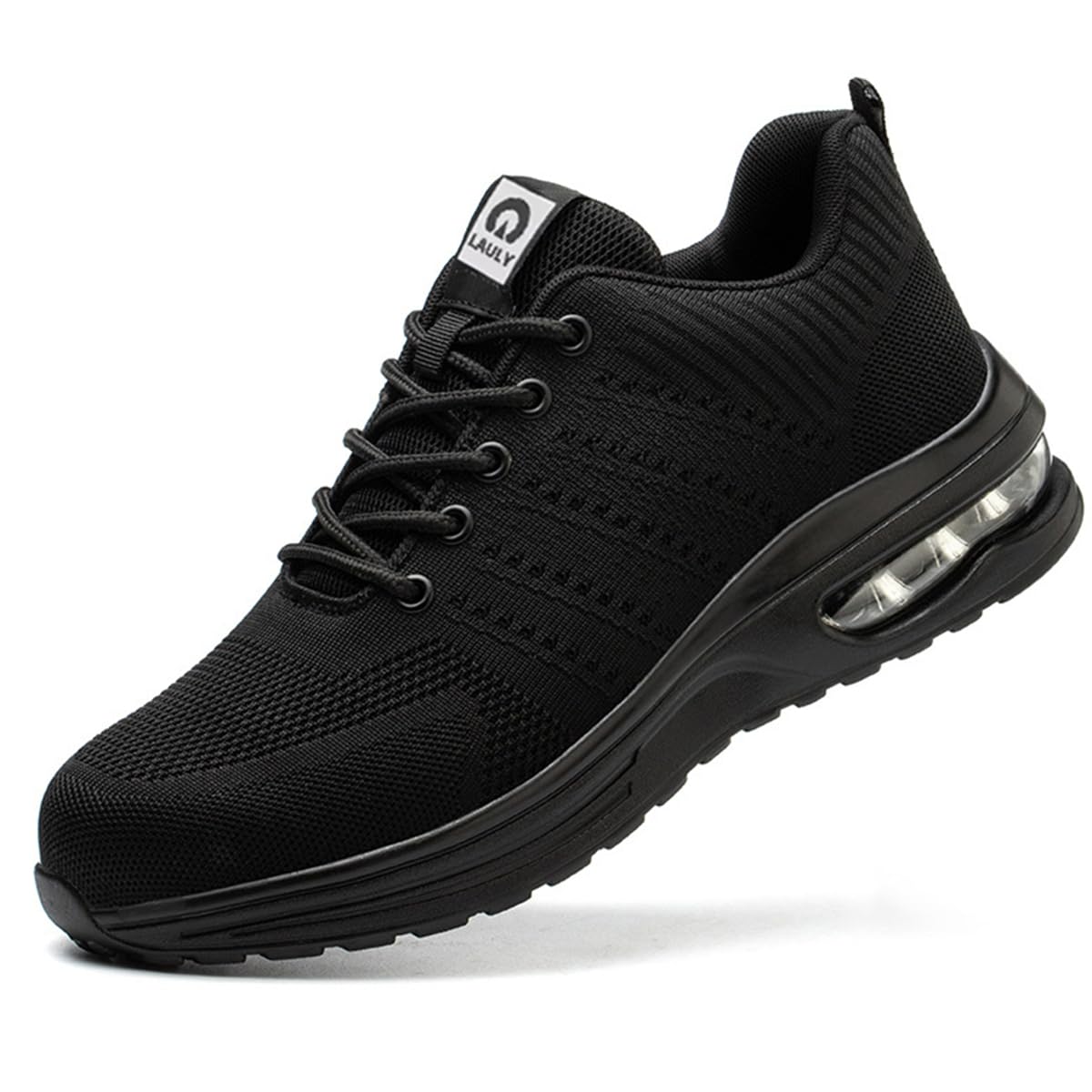 Zapatos de Trabajo para Hombres o Mujer con Colchón de Aire,Botas de Seguridad Transpirable Anti Pinchazos,Tenis de Seguridad Industrial con Casquillo (Negro, Adulto, 24.0 cm, Medición, Sistema tallas calzado JP)