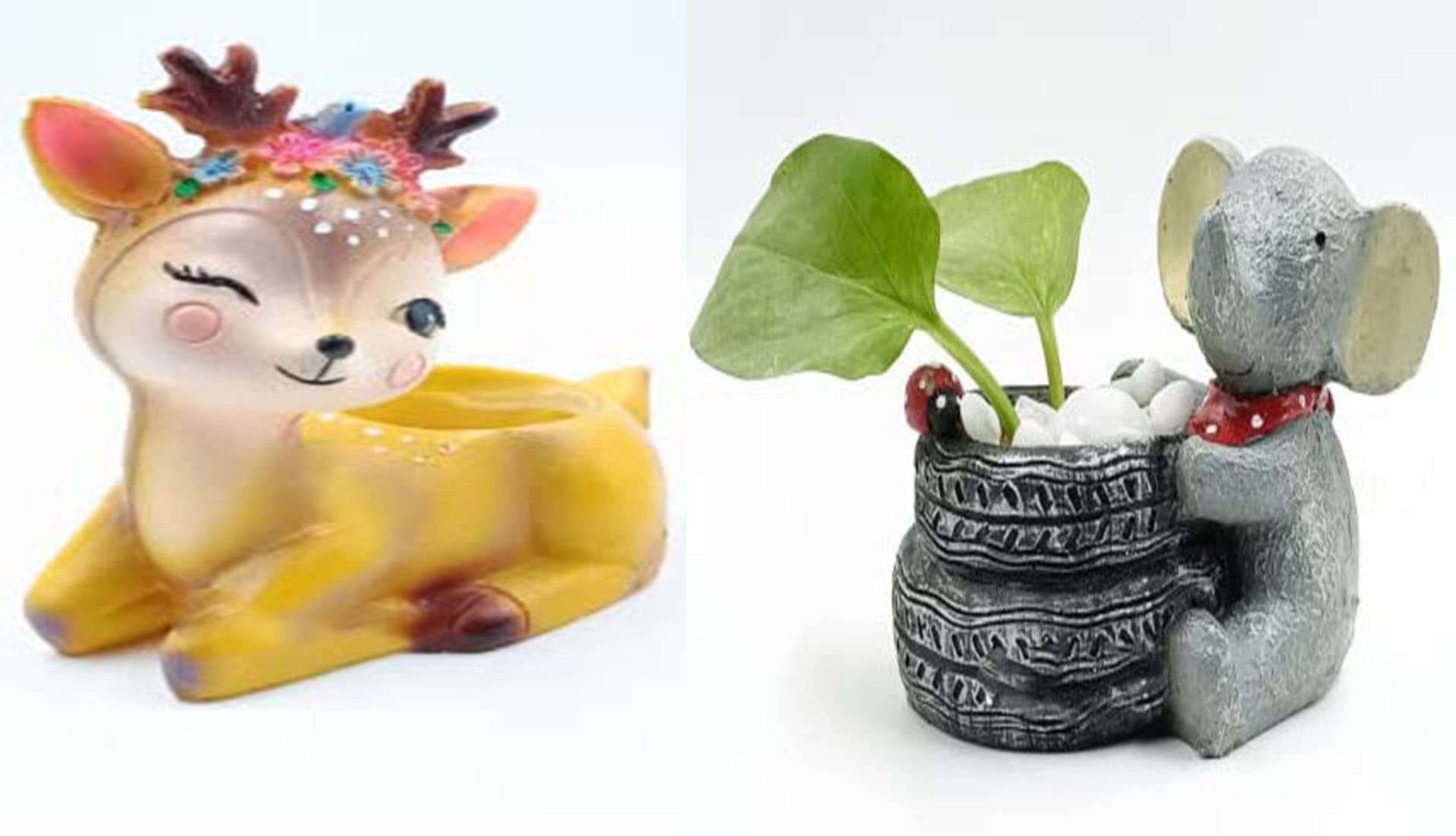 PANCIKAA Deer and Elephant Resin Succulent Planter Flower Pot Handicraft Pack of 2 Indoor Outdoor Flower Pot Handicraft Planter, Plant Container Set (Multicolor Buddha Girl) (B0C3ZT5TPN) Amazon Price History, Amazon Price Tracker