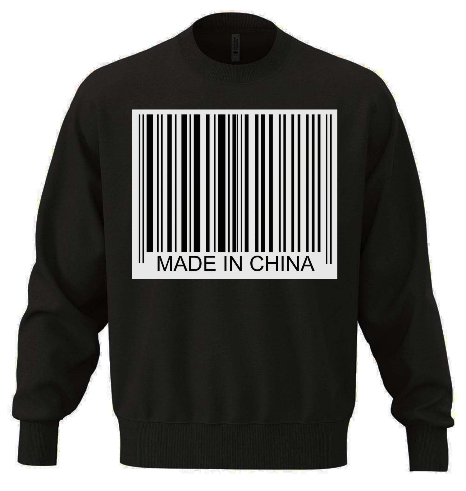 Made in China codice a barre arte Unisex Oversize Misto Cotone Felpa Pesante Nero