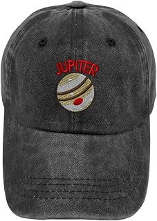Vintage Washed Hat Jupiter Embroidery Cotton Dad Hats for Men & Women Buckle Closure Black