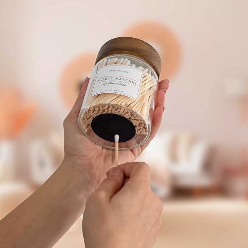 Miniatura 5 de Touched By Design Co Signature - Soporte decorativo para fósforos con aproximadamente 150 cerillas blancas de 3 pulgadas en un frasco, botella de