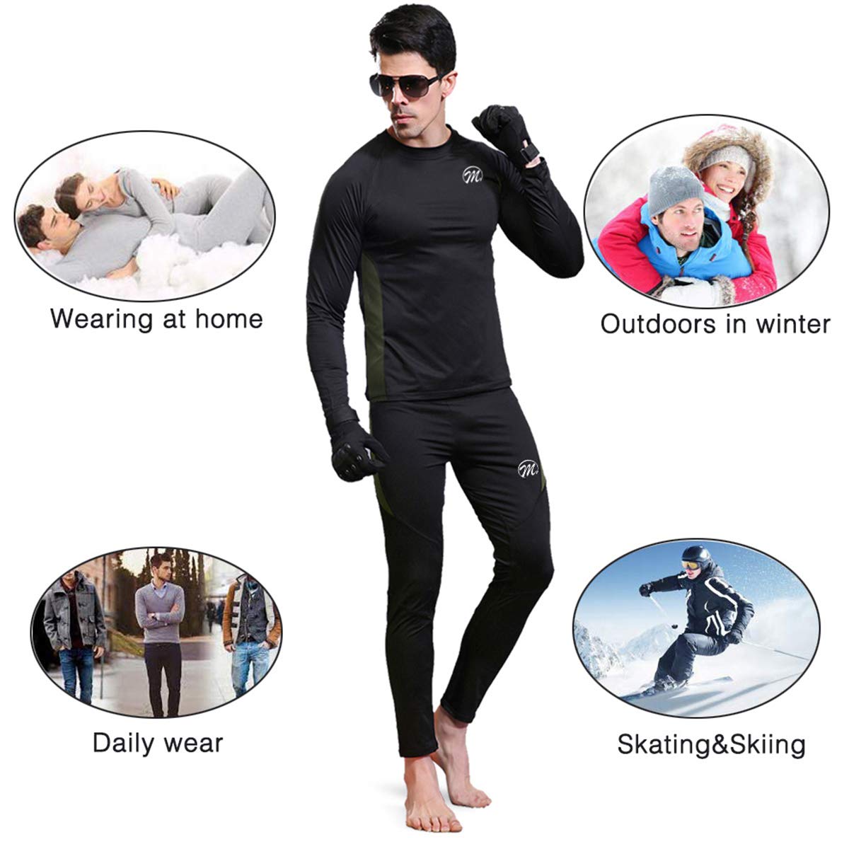 MEETWEE Herren Thermo-Shirts, langärmelig, mit Fleece gefüttert Unterhemd