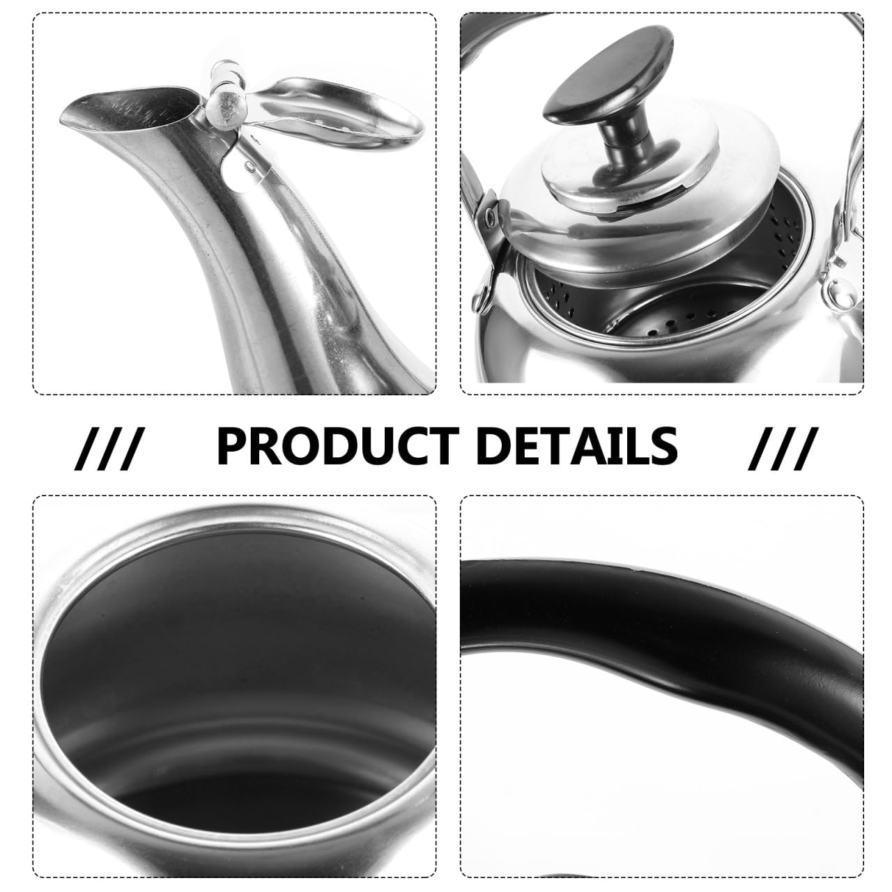 Luxshiny Bouilloire sifflante pour randonnée, bouilloire à thé en vrac, bouilloire à thé en vrac, cuisinière à gaz, théière en acier inoxydable, pot d'eau bouillante pour faire du thé en plastique