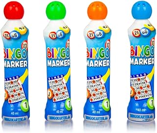 Juego de mesa - 4 unidades marcador de bingo o bingo dabber, 40 ml cada uno, colores vibrantes: naranja, azul, verde, rojo