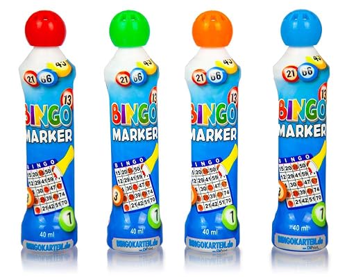 DiPrint Juego de mesa - 4 unidades marcador de bingo o bingo dabber, 40 ml cada uno, colores vibrantes…