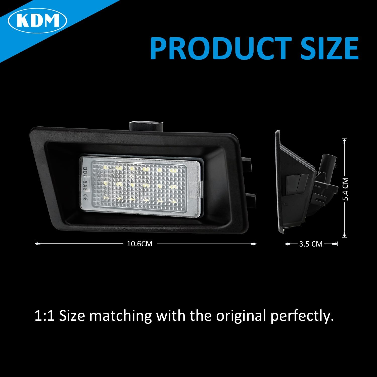 KDM LED License Plate Lights fit for Ford Bronco Sport 2021 2022 2023 2024,Replace OEM# M1PZ-13550-A Rear Tag Lamp 6000K White,2Pcs Pack