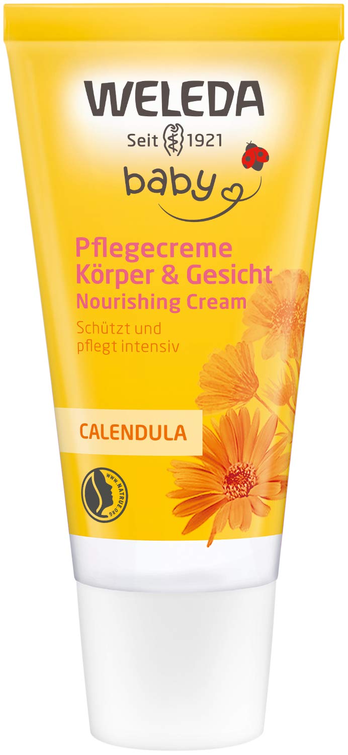 WELEDA Bio Baby Calendula crema nutriente corpo e viso 30 ml – crema cosmetica naturale per viso/​pelle con olio di sesamo e lanolina per la cura della pelle secca, crema idratante per neonati e