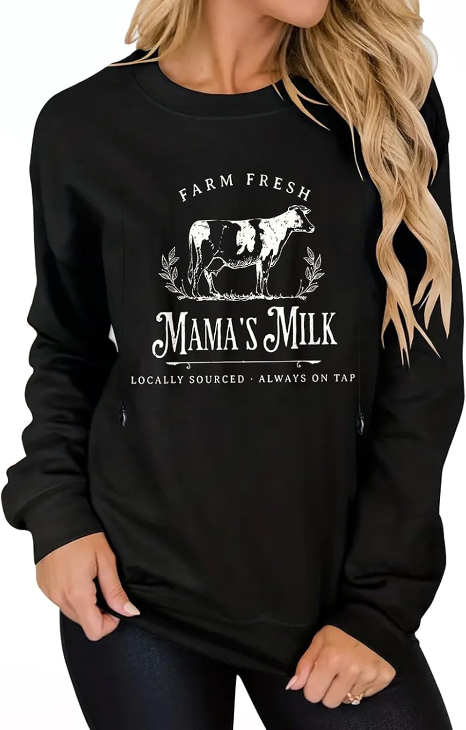 TAIUICY Women Nursing Sweatshirts Breastfeeding Zip Nursing Friendly Sweater Mama's Daily Farm Fresh Milk Pullover
