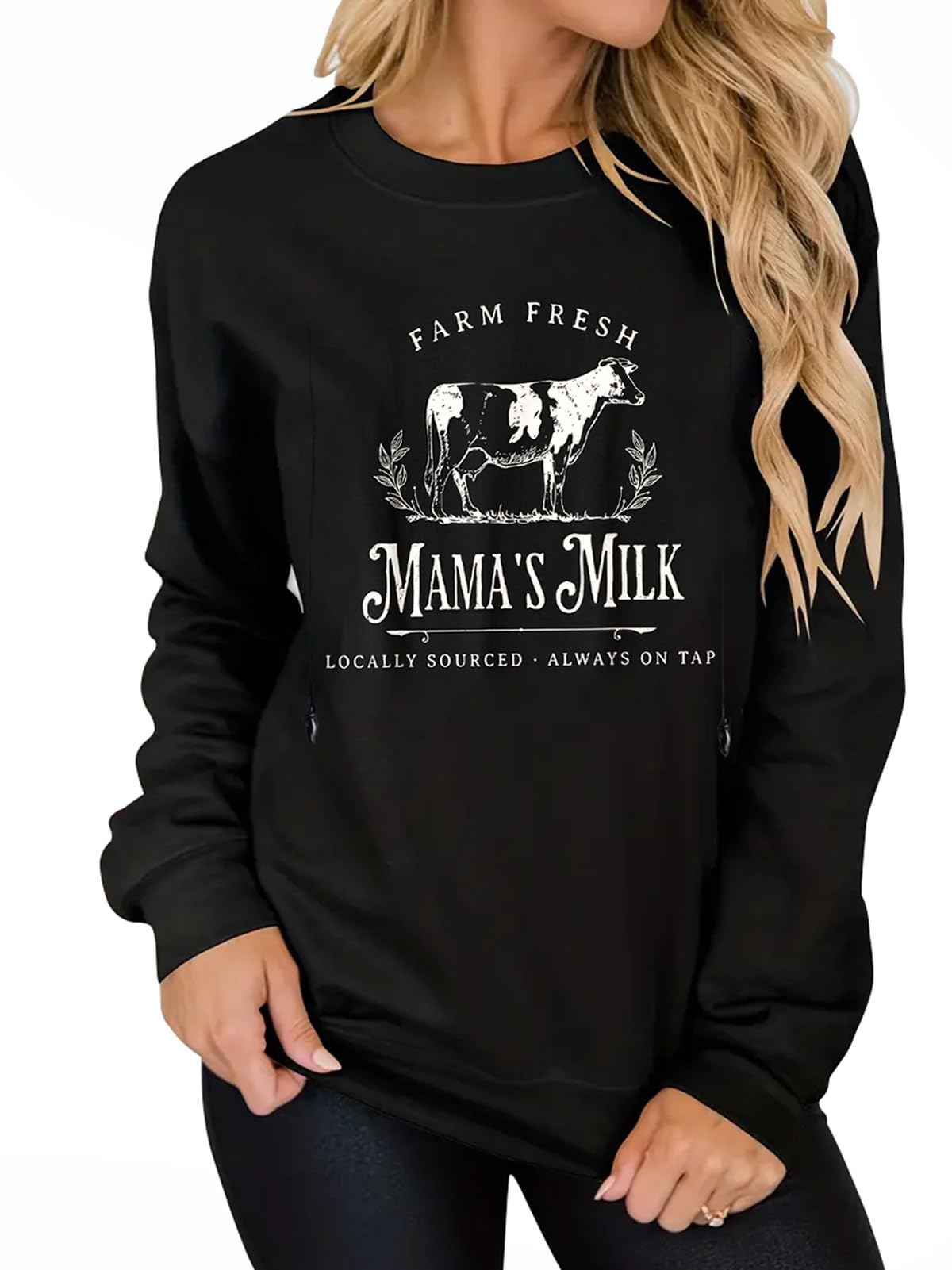 Mama's Daily Farm Fresh Milk Damen-Still-Sweatshirts Reißverschluss Stillfreundlich Mutterschaftspullover