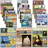 KING PRINT 16 Famous Art Posters for Classroom, Diverse Women & Men Artists Wall Art Famous Paintings, 11x14 Matte-Laminated 250gsm Van Gogh Monet Picasso Kahlo Educational Art History Print Set