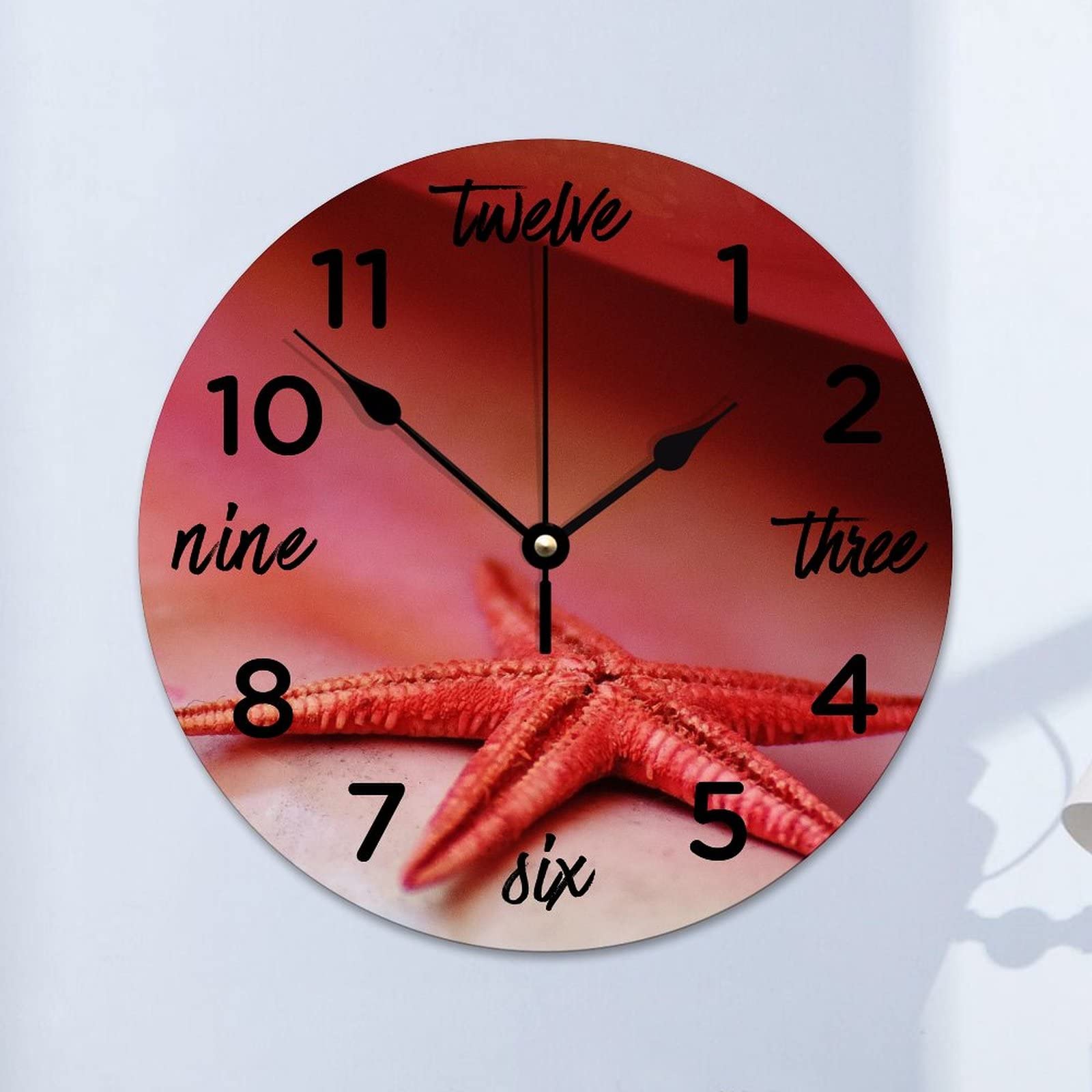 Horloge murale ronde étoile de mer 38 cm pour cuisine