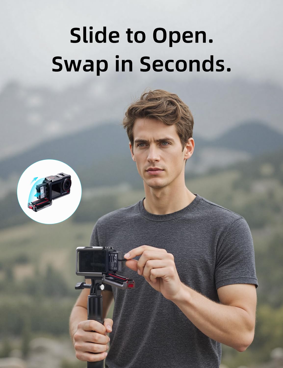 llano Action Kamerakäfig für DJI Osmo Action 5 Pro/Action 4/Action 3, CNC-Aluminium Schutzrahmen, kompatibel mit DJI Mic & Magnetbasis, Blitzschuh + 1/4"-20 Befestigungen, Ultraleicht 57 g