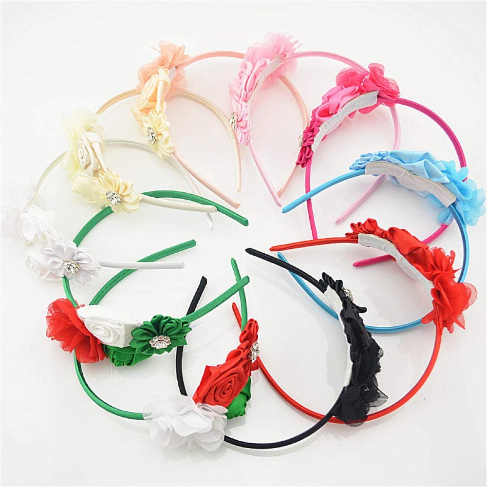 Stirnbänder Haarband Stirnband Rose Haarband Kinder Chiffon Blume Elastische Haarreifen Stirnbänder Mädchen Haarschmuck-Blau Haarschmuck(Pink)