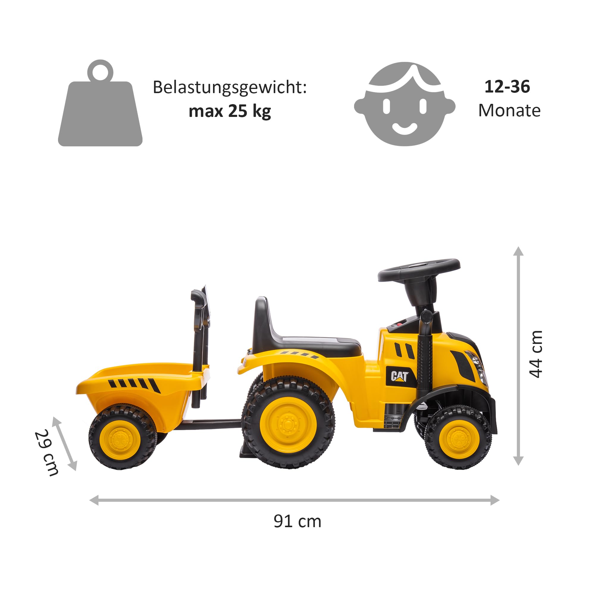 Tracteur Porteur Avec Remorque Pour Enfant - Jeu D'extérieur Robuste Et Amusant (122 Cm)