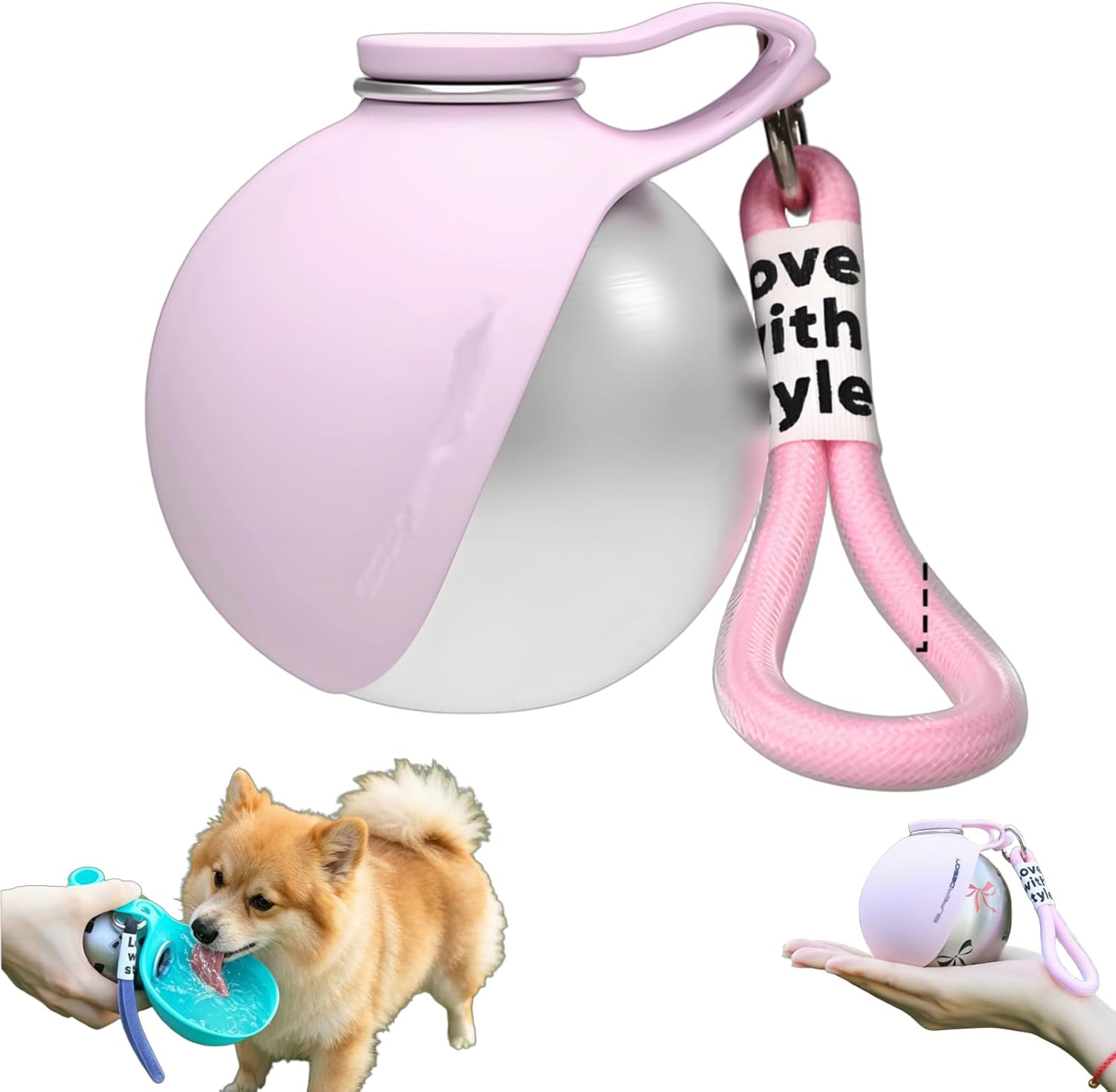 Gulpup the 2-in-1 Dog Water Bottle & Bowl, Portable Dog Water Bottle & Bowl, Leak-Proof, Compact & Foldable Pet Water Bottle with Silicone Bowl, 10oz for Walking & Travel - Stainless Steel (Pink+Blue)