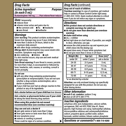 Image of GoodSense Children's Pain & Fever Oral Suspension Acetaminophen 160 mg per 5 mL, Grape Flavor, Fast, Effective Pain Reliever and Fever Reducer for Children, 4 Fluid Ounces