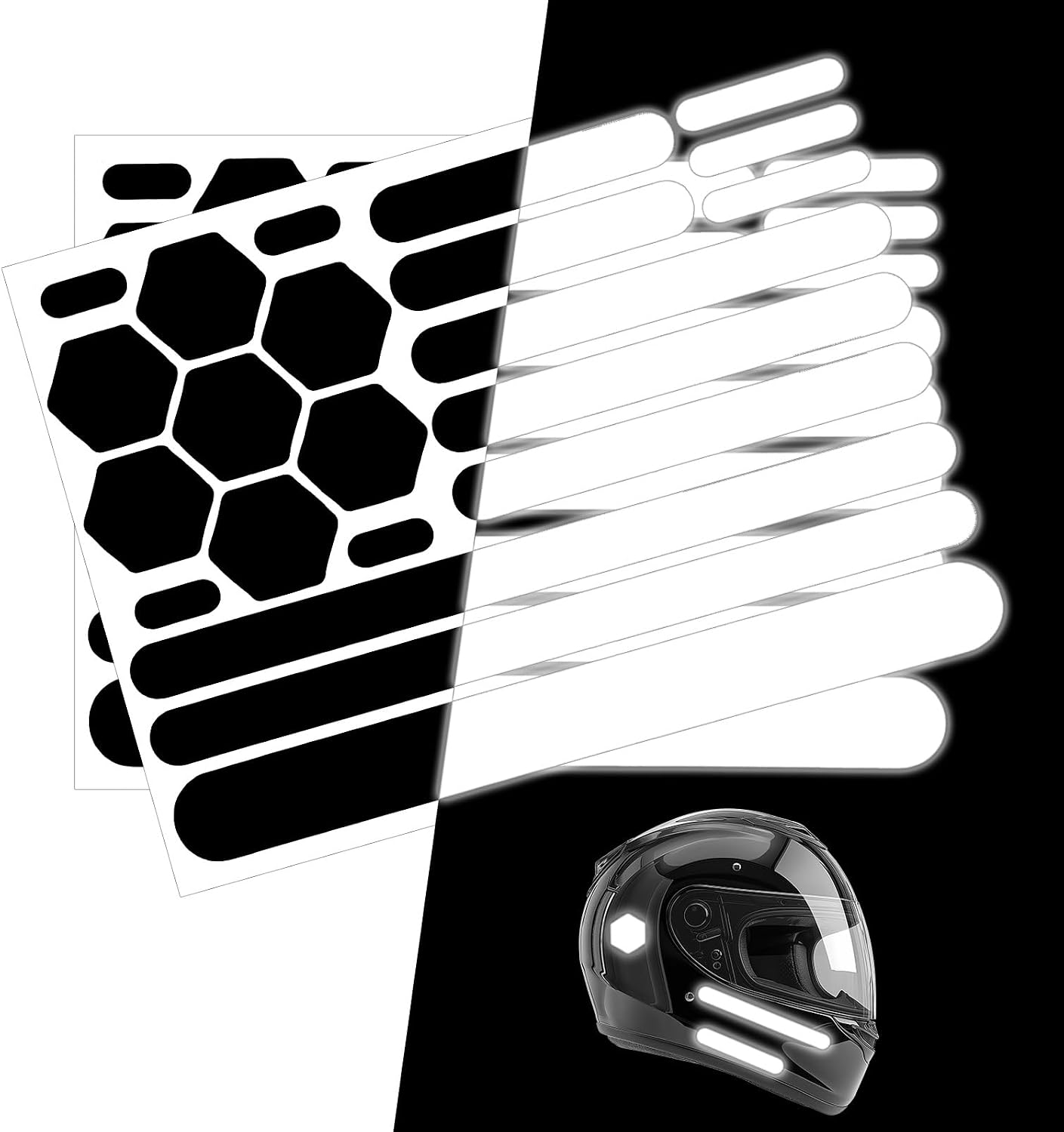 Sticker For Helmet Amazon.com : HJZHII 44PCS Black Reflective Tape, Motorcycle Helmet ...