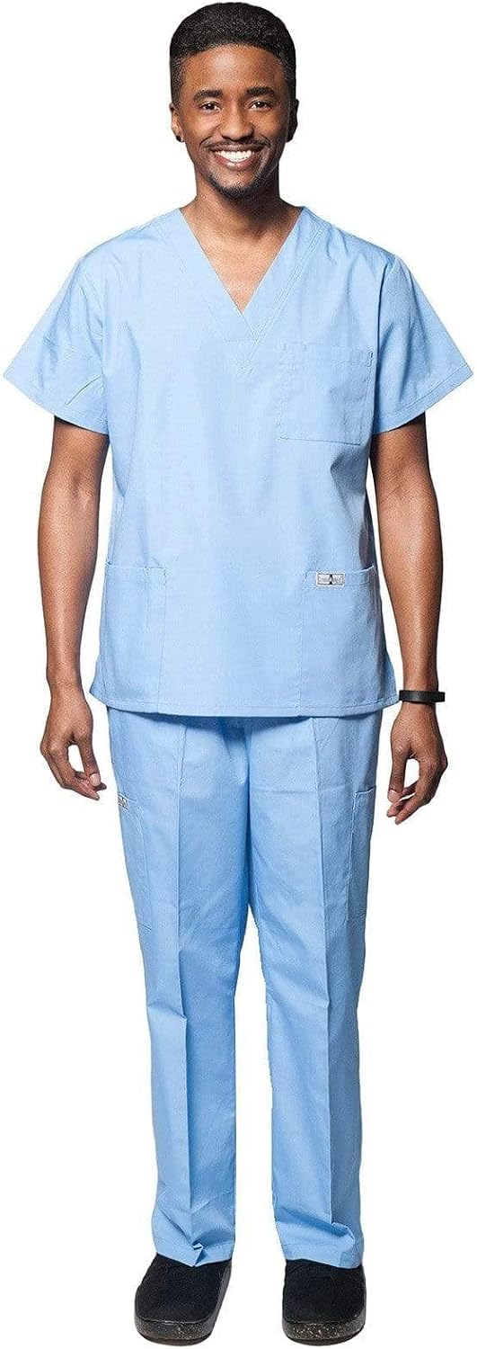 Dress A Med Men's Slim Fit 8 Pocket Uniform Scrubs