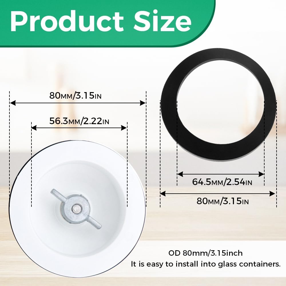 4 Leaf Blender Blade with Rubber Gasket Seal Ring, Replace KSBGCB 9704267 9706716 PS11746926, 4KSB5BK4, 4KSB5BU4, Replacement for Kitchenaid | Fit for KSBGCB 9704267 9706716 PS11746926, 4KSB5BK4, 4KSB5BU4