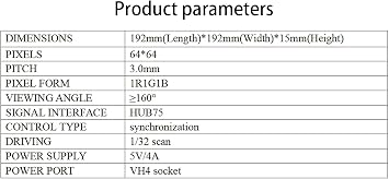 RGB LED Matrix Panel P3 64x64 HUB75 Module, 3mm Pitch Full Color LED Matrix Display Board, Programmable LED Panel for Raspberry Pi Pico ESP32 Arduino DIY Development