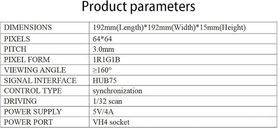 RGB LED Matrix Panel P3 64x64 HUB75 Module, 3mm Pitch Full Color LED Matrix Display Board, Programmable LED Panel for Raspberry Pi Pico ESP32 Arduino DIY Development