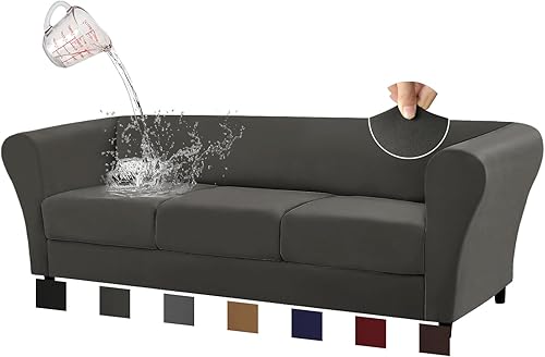 Miniatura 1 de Funda elástica de 4 piezas para sofá de 3 cojines, 100% impermeable, funda de sofá Chesterfield de 3 asientos, fundas de sofá lavables, protectores