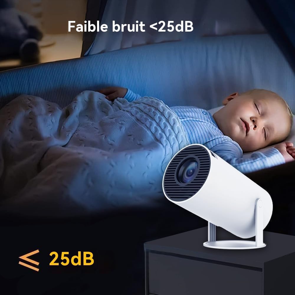 Vidéoprojecteur Portable WiFi/Bluetooth, Projecteur 4K Compatible 1080P Natif 180° Rotation Keystone Auto pour Home Cinéma Extérieur
