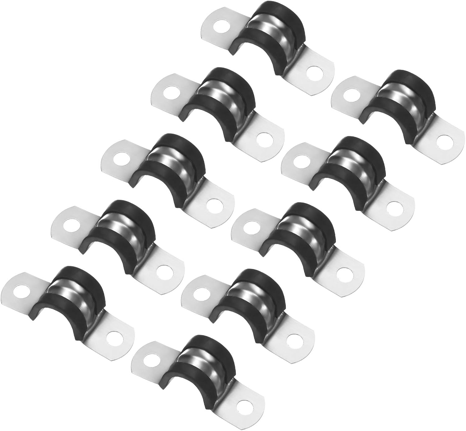 M METERXITY 30-Pack Cable Clamps, 5/8 Inch/ 16 mm 304 Stainless Steel Rubber Cushioned Insulated Cable Clamp U Shape Metal Holder for Tube/Wire/Pipe/Loop Installation
