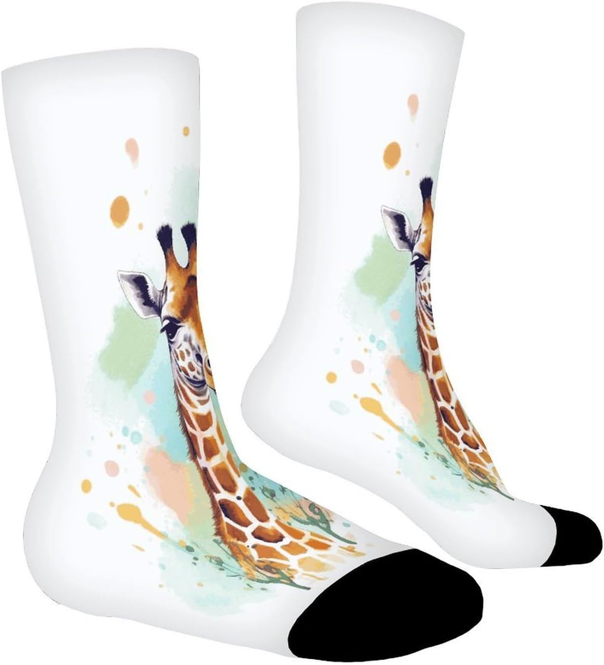 Giraffe Art Illustration Crew Sock High Stocking Grippy Socks | Socks for Men & Women,Stockings-Long Thin Tube Sports, Breathable Soft Athletic for Nurses,Travel