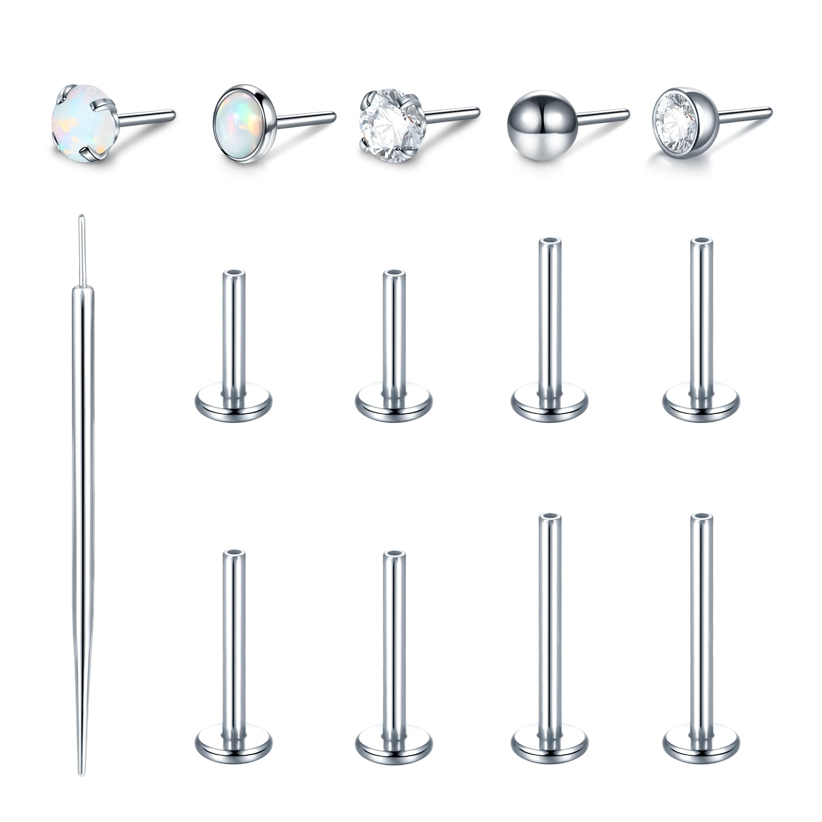 Labret Stud Threadless Push in Lip Rings Tragus Earrings Stainless Steel Helix Conch Cartilage Earrings Monroe Piercing Jewelry for Women Men