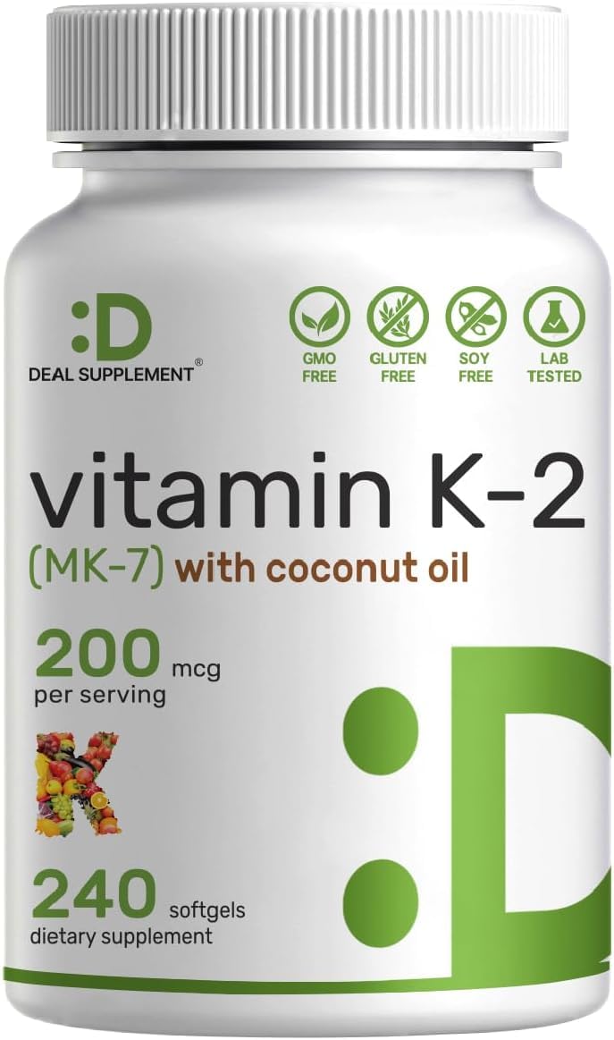 Vitamin K2 (MK-7) 200mcg, 240* Virgin Coconut Oil Softgels | Premium Menaquinone-7 Form, Easily Absorbed Vitamin K Supplement – Bone, Joint, & Immune Support – Non-GMO (B0D45BRLPT) Amazon Price History, Amazon Price Tracker
