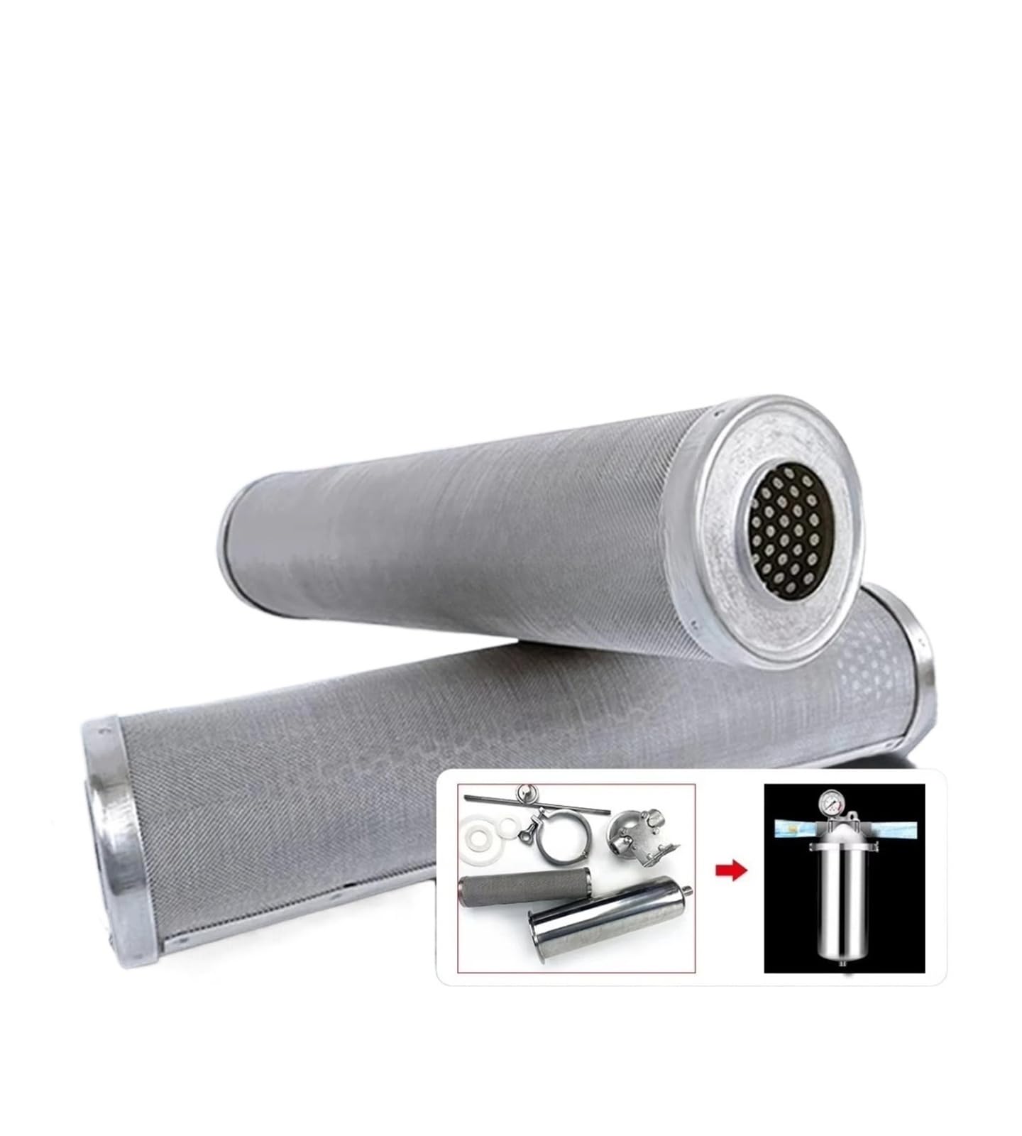 Stock Edelstahl 304 Doppelmaschenfilter 5 Zoll 10 Zoll 20 Zoll Diesel-Vorfilter-Wasserreiniger