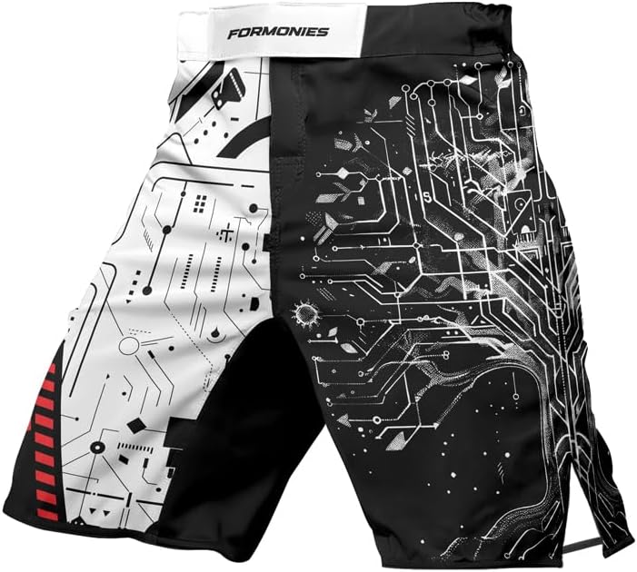 FORMONIES Cyber Viking Men Fighting Shorts for Boxing MMA BJJ Jiu Jitsu Shorts Men Kickboxing Shorts