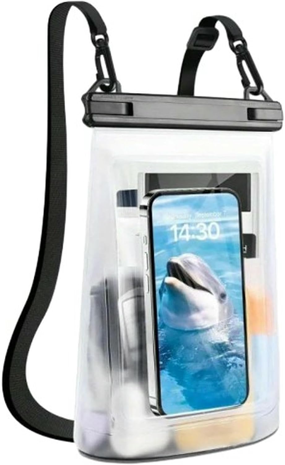 Large Size Waterproof Phone Holder, Clear Dry Bag for Snorkeling Rafting All Popular Smartphones-Blue