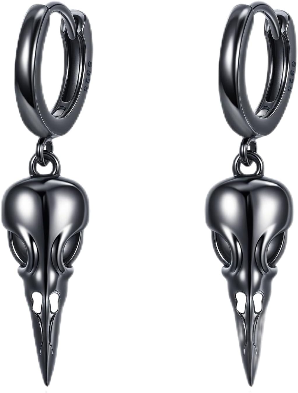 URONE Crow Skull Earrings 925 Sterling Silver Viking Raven Earrings Crow Jewelry Gifts for Women