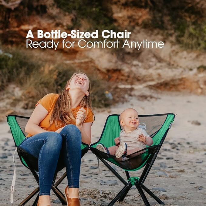 CLIQ Portable Chair Version 1.0 - Lightweight Folding Chair for Camping - Supports 300 Lbs - Perfect for Outdoor Adventures - Moss