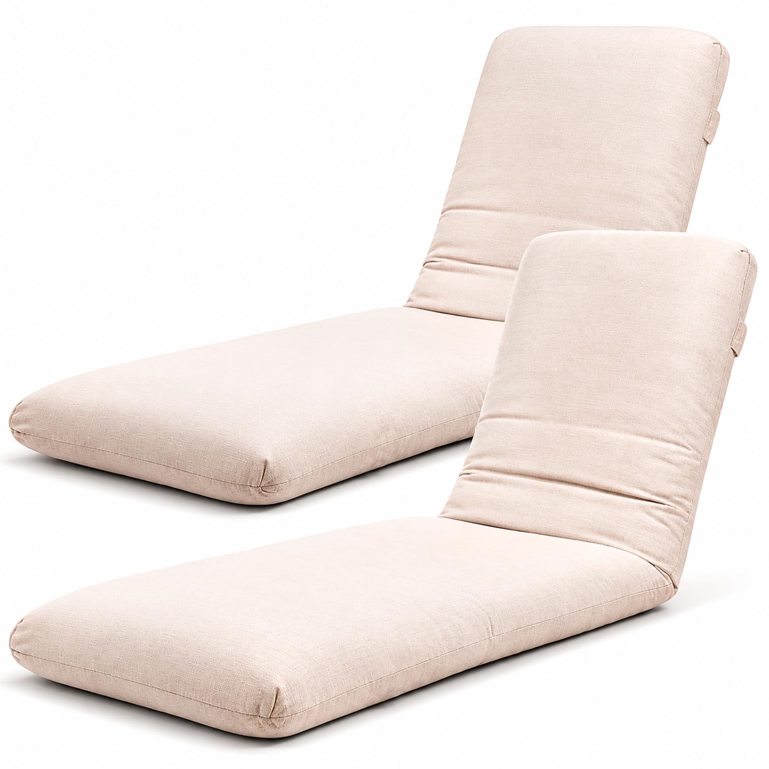 TIENDA EURASIA - Cojin Tumbona Exterior | Pack 2 Colchonetas | Medida 180 x 50 x 6 cm | Funda de Loneta con Cremallera Lavable | Relleno de Fibra Hueca Acolchada (Crudo)