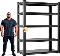 GRUOCSO 3500LBS Heavy Duty 5-Tier Adjustable Metal Garage Storage Shelves, 72"H Steel Rack for Warehouse Basement Shop