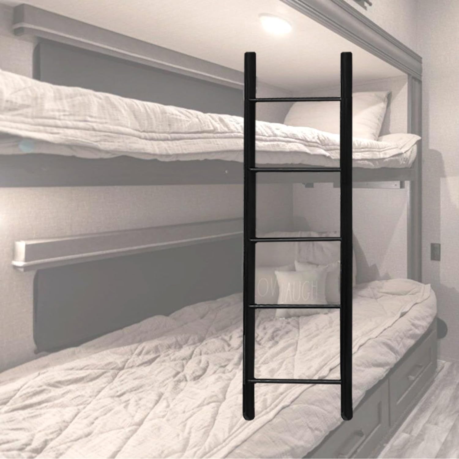 Hanging Bed Ladder,Adjustbale Twin Bunk Bed Ladder Bed Side Step Ladder with Hooks Bracket(140cm(55"))
