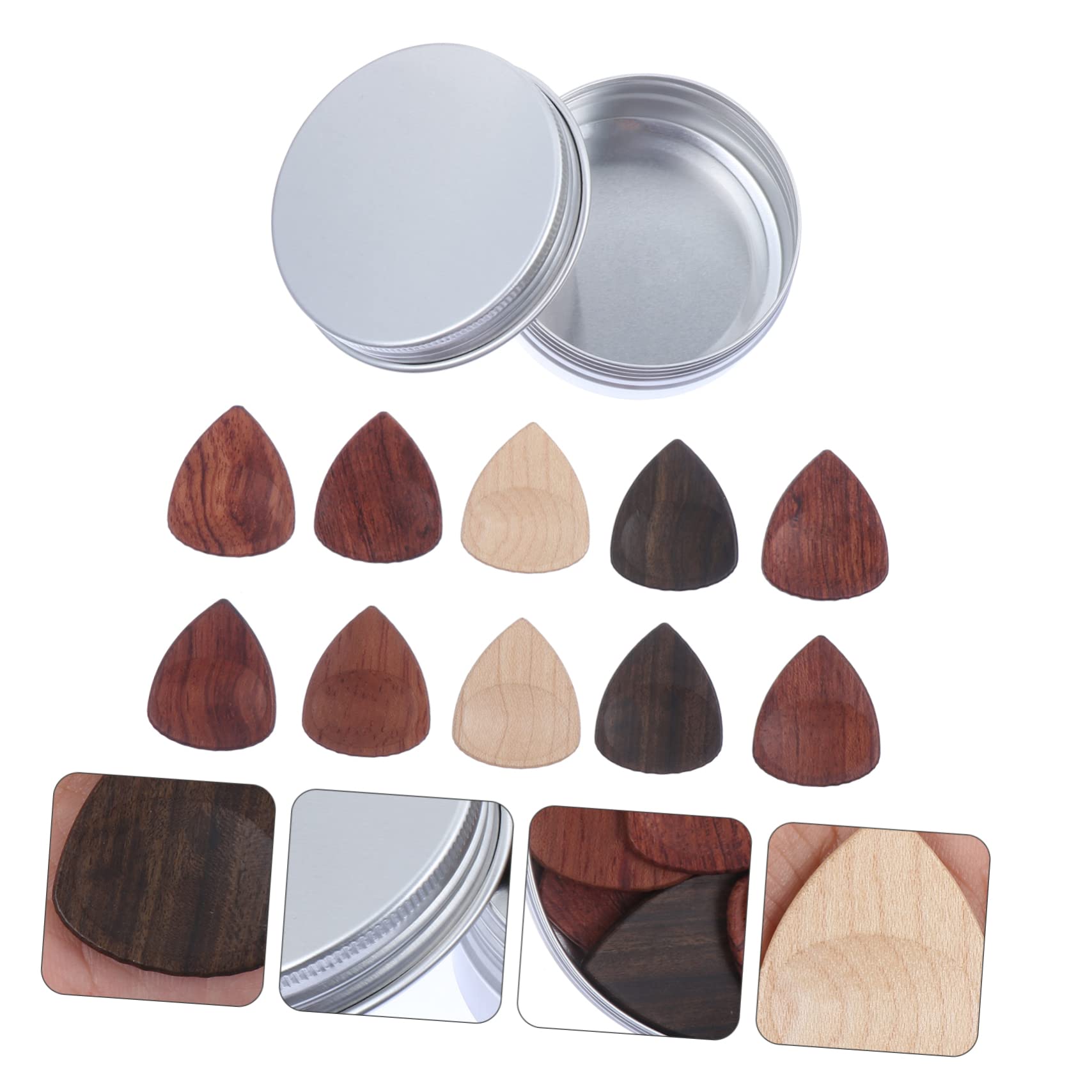 10pièces Médiator De Guitare Bois Exotique Avec Empreinte Pour Pouce Et Rainure Pours Doigts Lot Pour Guitare Acoustique